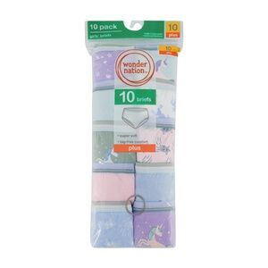 Wonder Nation UNICORN Brief Panties Girls Size 10 Plus Pack Of 10 New